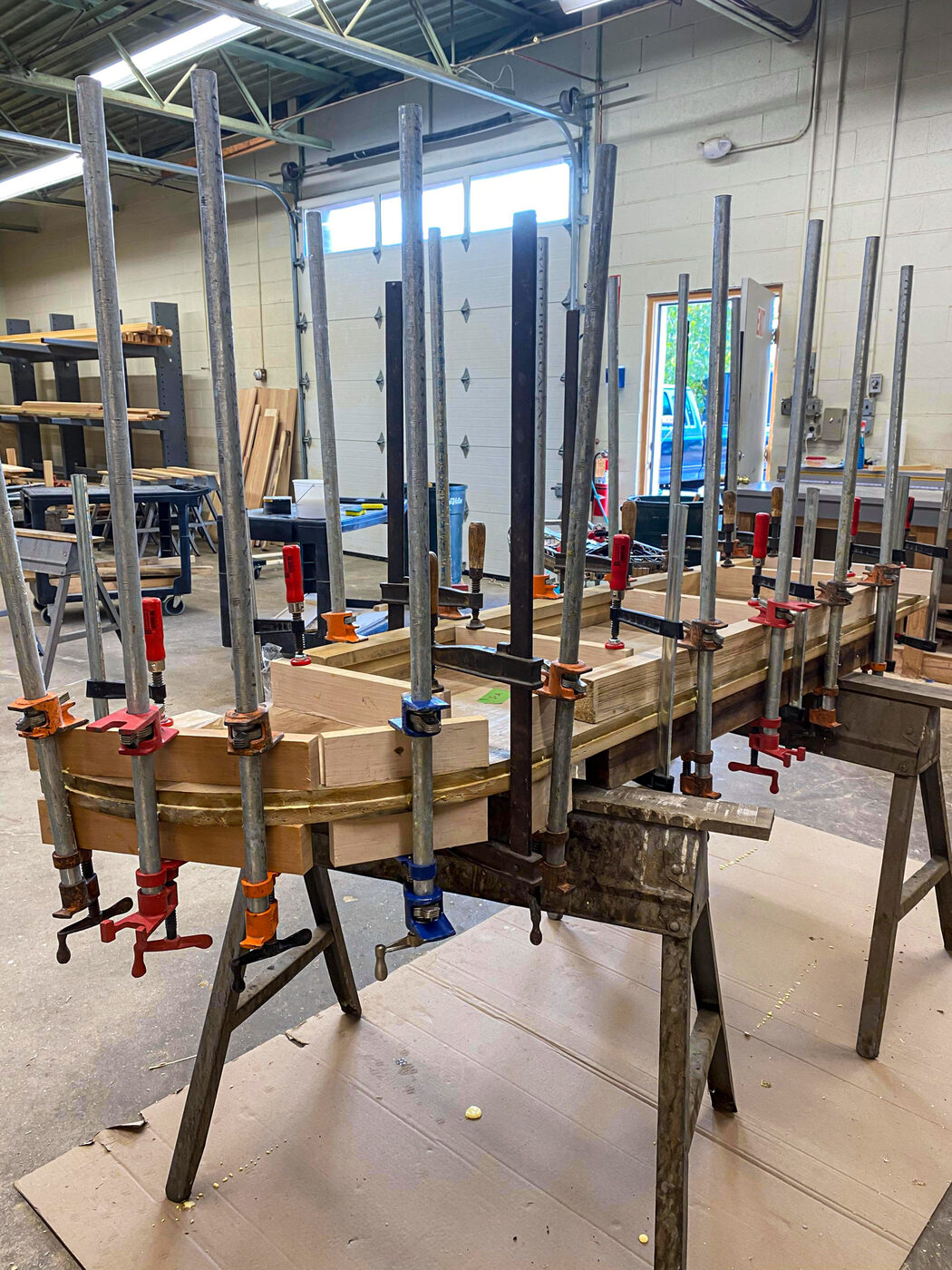 Curved bar cabinet side panels, bending lamination